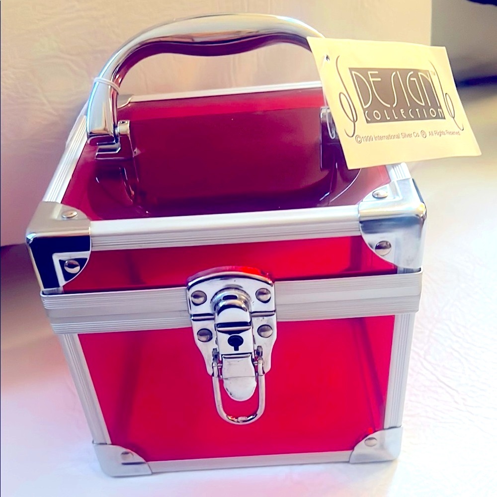 Small Red Clear Train Case!